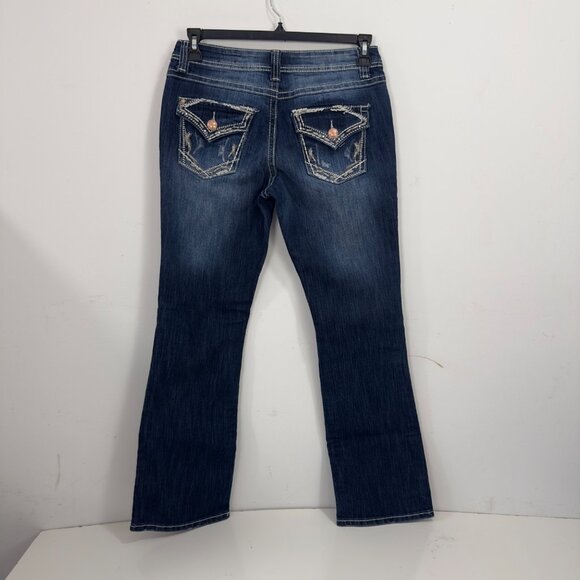Cato Premium Women SZ 10P Distressed Bootcut Jeans With Embroidered Back Pockets - Picture 14 of 16